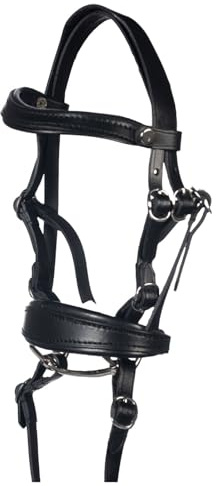 HKM Hobby Horsing Trense Basic – para caballos – Incluye riendas, correa para la cabeza y dentadura – negro