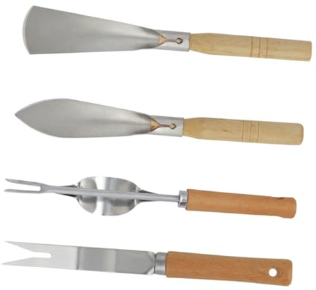 BESPORTBLE Kit de Outils de Jardinage Acier Inoxydable avec Manches Bois Pelles Ergonomiques pour Plantation Désherbage et Transfert de Terre Truelles Robustes pour Jardinage Confortable