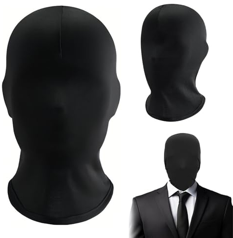 CERCTLA 2 Pcs Black Full Face Mask, Unisex Halloween Faceless Mask, Full Head Cover Polyester Masks, Morph Face Cover, for Halloween, Cosplay, Party, Carnival Night Role Playing