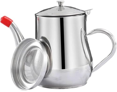 Tubayia Pentola filtro, contenitore per grasso, contenitore portatile da cucina per uso domestico, contenitore per olio con brocca dispenser per colino per cucinare in ristorante (48 once)