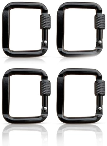 4Pcs Square Carabiners Aluminum Alloy Screw Carabiner Buckle Keychain Clip Hook Quickly Link Locking Light Weight Aluminum Alloys Buckles Enduring