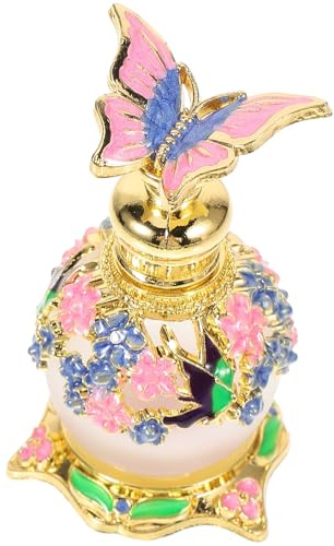 DECHOUS Bottiglia di Profumo Vuota in Vetro Decorativa da 15ml, Flacone Campione Vintage Viola Design a Fiore, per Olio Essenziale e Decorazione da Scrivania