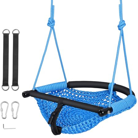 Outdoor children's swing seats, 2-in-1 toddler swing Swing seat for children with adjustable ropes 150 kg capacity hand-knitted, comfortable and breathable Indoor Backyard