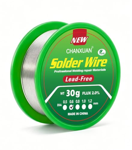 Alambre de Soldadura sin Plomo 0.6mm,Sn99.3% Cu0.7%,30g | Hilo Estaño para Soldar Núcleo de Colofonia,Soldadura Estaño Alambre para Reparación y Componentes Electrónicos