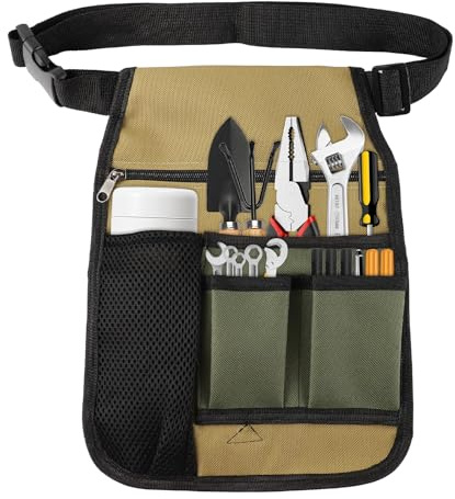 Tool Belt for Garden Tools,Tool Pouch, Gardening Belt with Multiple Pocket | Black Oxford Multifunctional Work Pouch, Portable Waist Bag, for Women Men Unisex Home Garden Rv Cleaning