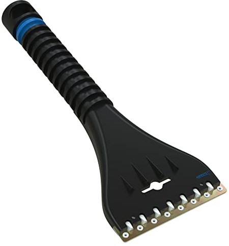 AUPROTEC Eiskratzer Auto Messingklinge & Polycarbonatseite/Eiskratzer Messingklinge mit Eisbrecher Zacken/Schneekratzer Auto/Scheibenkratzer Winter/Eisschaber Auto AE 1 – schwarz-blau