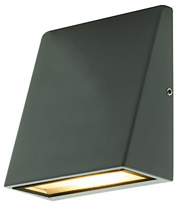 Luceco Outdoor Wedge LED Wall Light with Slimline Design, Decorative Exterior Lighting for Porches, Driveways and Gardens, Grey Slate, IP54, 3.2W, 120lm, 3000K, LEXD3WDG3
