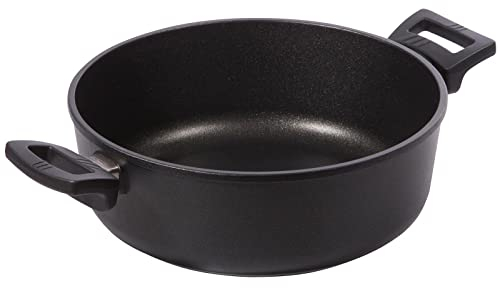 Eurolux Guss-Schmortopf Ø 20 cm - ca. 3.0 Liter - kleiner 10 cm flacher Bratentopf Aluguss mit Antihaft-Beschichtung - ohne Induktion - Made in Germany