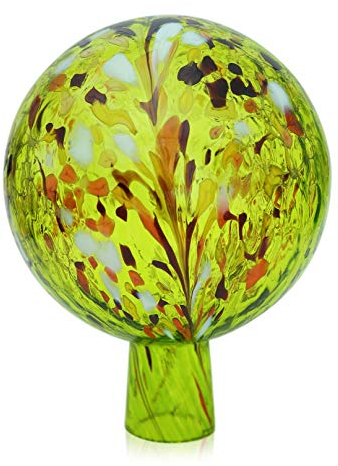 Lauschaer Glas Gartenkugel Rosenkugel aus Glas mit Granulat zitronengelb h 15 cm, d 12cm mundgeblasen handgeformt