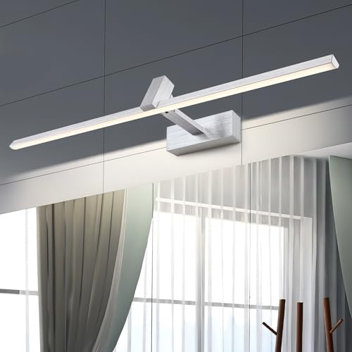 MantoLite Silber Gebürstet LED Spiegel Lampen 60CM 12W Verstellbare Wandleuchten Beleuchtung Waschtisch Wandleuchte 4000K Kosmetikspiegel Leuchten Acryl Bild Licht Nachttischlampe