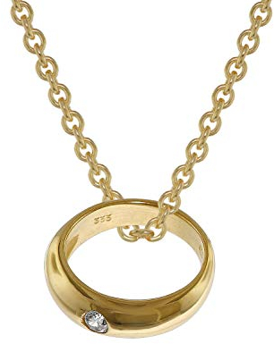 trendor Anhänger Taufring Gold 333 mit goldplattierter Silberkette 39475-42 42 cm