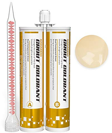 NADAMOO Epoxy Grout Beige, Dual Tubes Waterproof Tile Grout 19oz 400ml, Restore Tile Grout Line for Shower Bathroom Wet Room Kitchen, Caulk Gun NOT Included
