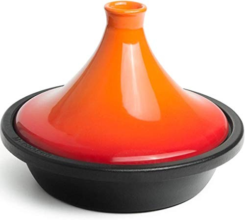 Taji Topf 27 cm TAJIN Kochen zum langsamen Kocher | Tagintopf mit emailliertem Gusseisensockel und kegelförmigem Deckel | für das Langzeitkochen von Braising (Color : A)