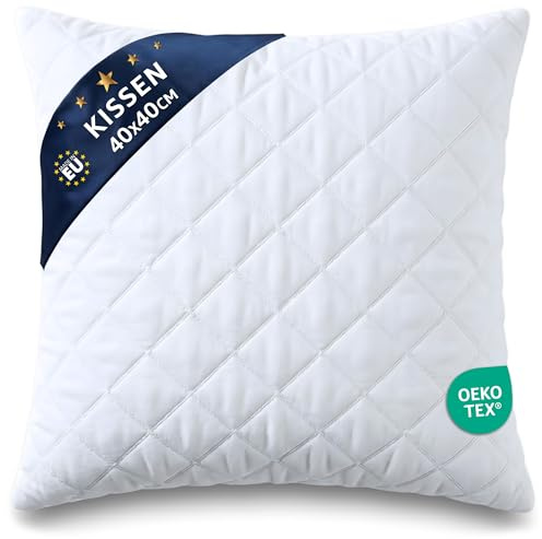 Amazinggirl Kopfkissen 40x40 cm - Kissen Allergiker Schlafkissen Polster Pillow Made in EU und Pillows for Sleeping 40 x 40 Bett Kissens für Schlafen Oeko-Tex Weiß