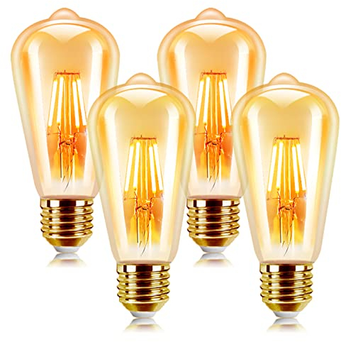 EXTRASTAR LED Lampadina Vintage Edison 6W E27 2200K Edison lampadina Vintage Retro Stile Lampadine Decorativo luce filamento della lampadina (4 pezzi)