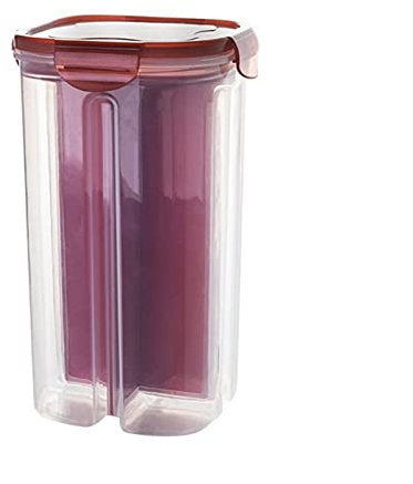 2/4 Grids Plastic Kitchen Cereal Dispenser Sealed Flour Grain Rice Storage Box (Color : Red, Size : 3L (4 Grids))