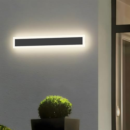 ZTWLEED Aplique Pared Exterior LED,8W Lampara Exterior Pared IP65 Impermeable Blanco Natural 4000K,Apliques Pared Exterior para Escaleras Pasillos Balcón Patio Jardín Balcón,40CM 110-240V