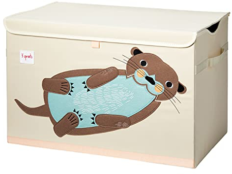 3 Sprouts - Boite de Rangement Jouet Enfant - Coffre à Jouets Bébé et Enfant - Bac de Rangement Pratique et Coloré - Loutre