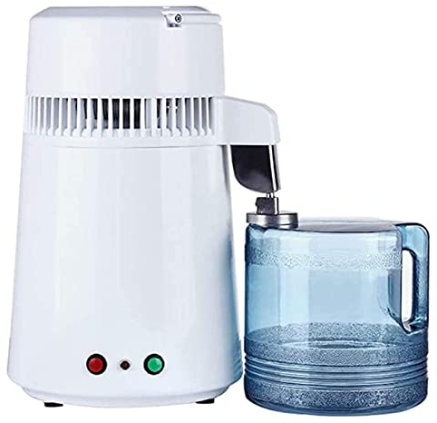 XYEJL Distillatore d'Acqua,Distillatore d'Acqua Pura,Distillatore d'Acqua Pura in Acciaio Inox,con Contenitore in Vetro,Filtro Medico Purificatore,White