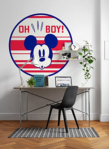 Komar Vlies Fototapete selbstklebend - Mickey Oh Boy - Größe 125 x 125 cm (Breite x Höhe) - Disney, Kinderzimmer, Kindertapete, Tapete, Wandtattoo