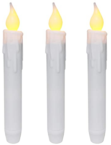 CVHOMEDECO. Chandelles à Bout effilé vacillantes, Bougies sans Flamme à Del, fonctionnant à Piles avec minuterie, Blanches, 17,1 cm, Lot de 3