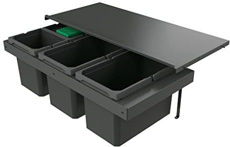 Naber 8013398 Abfallsammler Cox Stand-UP® 280 S/900-4 mit Biodeckel, anthrazit, 46 (2x16/2x7) Liter / 90 cm Schrankbreite