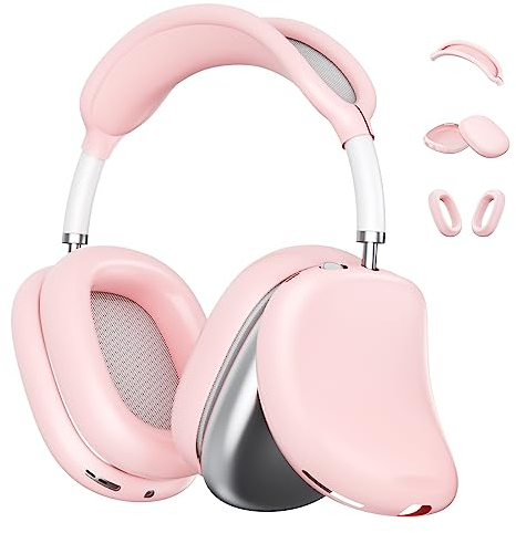 ChengYaocable Case Cover Kit for AirPod Max Ear Covers, Soft Silicone Case, Anti-Scratch Protective Accessories for Apple AirPods Max Headphones (Pink)