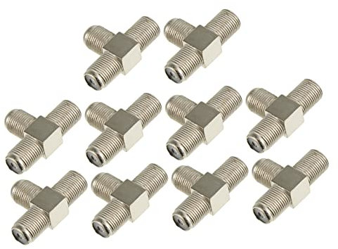 Hemobllo 10pezzi Divisore Coassiale Tipo Vie Connettore Coassiale Femmina Femmine Splitter Per Tv Realizzato in Lega Nichelatura Resistente Corrosione