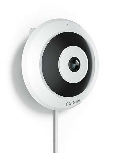 Reolink PoE IP Fisheye Camera with 360° View, 6MP HD for Home/Office Security, Smart Human Detection, Two-Way Talk, Ceiling/Wall/Desk Installation Choices, Multiple Display Views, FE-P-W
