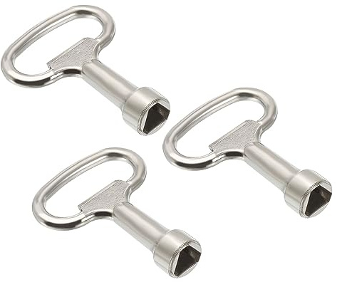 PATIKIL 3 Paquete 12, 5x7 mm Triángulo Zócalo Llave Inglesa Llave Plata | Electrical Gabinet Gas Agua Medidor Llave, para Ascensor Ascensor Puerta Triángulo Panel Cerradura