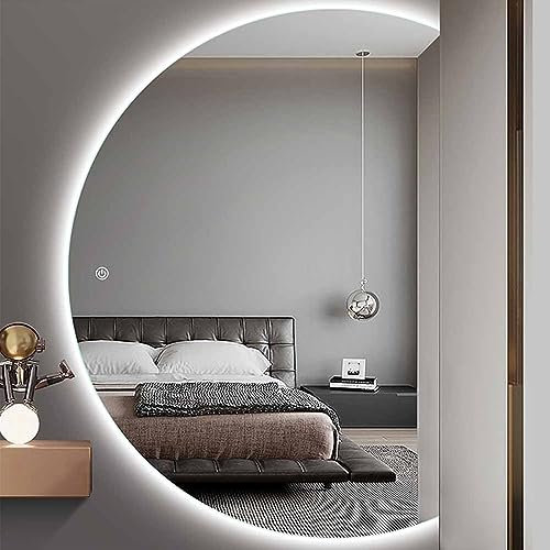 Specchio da Bagno Grande, Specchio Moderno ad Arco a Figura Intera, Specchio cosmetico Montato a Parete a LED con Illuminato, Specchio Decorativo Senza Cornice a Mezzaluna, antiappannamento, infrang