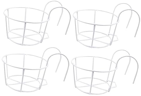 POPETPOP Paniers Suspendus pour Balcon Extérieur - Revêtement 4 Pièces pour Supports De Plantes De Garde-Corps pour Verdure Décorative