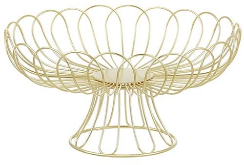 OQHAIR Bol à Fruits en métal Fer Corbeille à Fruits Pain Snack Plaque Support Haut Drain Maison Cuisine Légumes Salon Restaurant Table Panier de Rangement Plat de Fruits (Color : Gold)