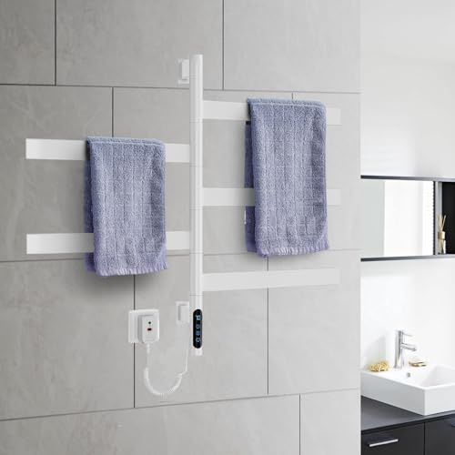 ZOYI 180-Grad-Drehung Handtuchhalter heizkörper, Handtuchtrockner elektrisch, Handtuchwärmer Elektrisch, elektrischer handtuchheizkörper, 220V, 150W (Weiß)