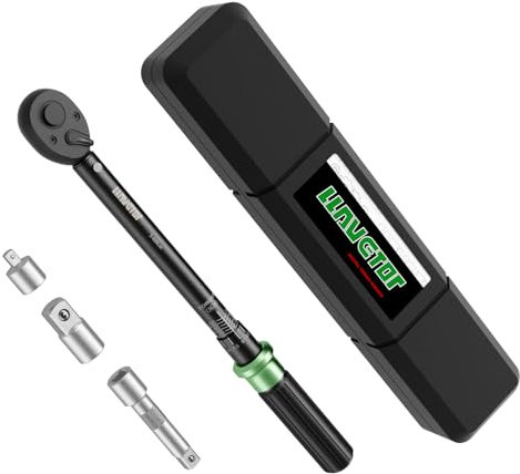 LLAVETOR Llave dinamométrica 3/8, 5-60 Nm Llave Dinamométrica Bicicleta y Moto, Precisión ±3%, Llave Dinamométrica Pequeña con Cabezal Reversible de 72T (4PCS (5-60NM))