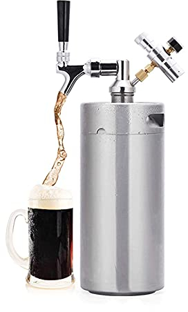 WHITEUQ Dispensador de Cerveza, Barril de Cerveza Barriles de Cerveza de Acero Inoxidable, Sistemas de barriles de Cerveza domésticos portátiles, Sistemas de elaboración de Cerveza (3,6 L)