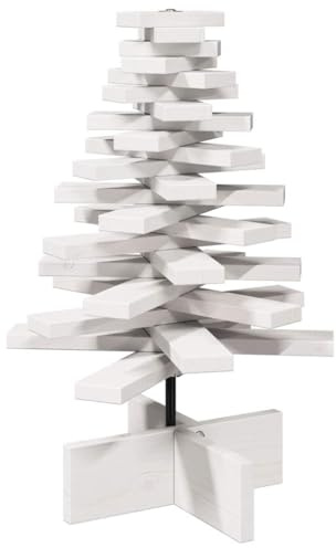 vidaXL Árbol de Navidad de Adorno Madera Maciza Pino Blanco 60 cm
