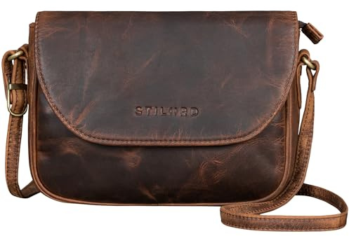STILORD Esther Damen Handtasche Umhängetasche Echtleder Vintage Ledertasche zum Ausgehen Klassische Abendtasche Partytasche Freizeittasche Leder Farbe:Soria - braun