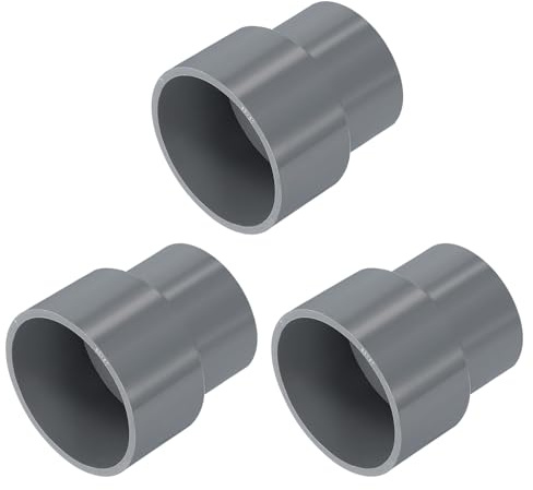 sourcing map 3 raccordi per tubi riduttori in UPVC, 63 x 50 mm, in PVC, connettori adattatori dritti per tubi fognari domestici, grigio
