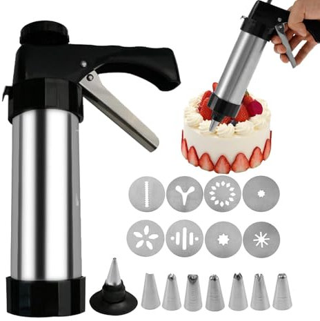 Biscuits Maker, Maquina De Galletas, Pastas, Pistola Reposteria, Jeringa Pastelera Acero, Pistola Para Hacer Galletas De Mantequilla, Prensa Repostería Con 8 Boquillas, Accesorios Para Hornear