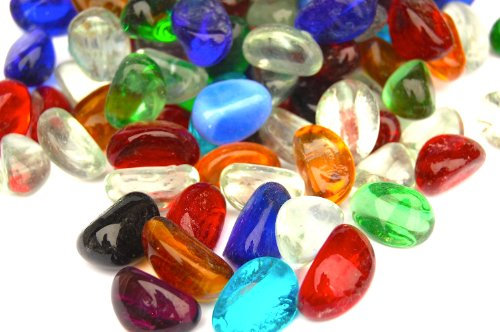 DQZRTUECA Guijarros de vidrio de colores mezclados, piedras de relleno for jarrones Guijarros de vidrio, 1 kg Guijarros de vidrio mezclados Rojo, transparente, verde, negro, azul, aguamarina, etc.