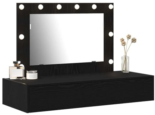 vidaXL Tavolo da Trucco Nero 100 x 40 x 70 cm Legno multistrato, Toilette Moderna, Elegante Vanity, Funzionale, Comò Rettangolare con Spazio di Stoccaggio