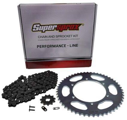Supersprox Juego de cadenas Performance 420 132 eslabones, 11/53 dientes, compatible con Aprilia SX 50, RX50, Derbi Senda
