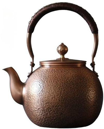 OZBMA Bouilloire à thé en cuivre Faite à la Main, 22 x 18 cm, 1200 ML, théière Turque Pure pour cuisinière (cuivre 18 x 22 cm, 1200 ML)
