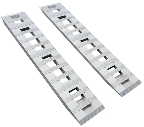 Rampas de remolque de aluminio de 2 piezas, 3000 kg, 182,88 cm x 38,16 cm, resistentes, antideslizantes, para camiones, automóviles, remolques, rampas de carga universales con gancho superior para m