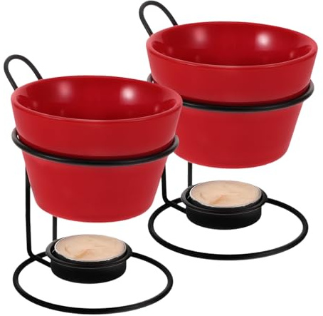 Cabilock 2ensembles Réchaud à Beurre Service à Fondue Caquelon Céramique Pour Chocolat Ou Fromage Réchaud à Fromage à Fondue Au Beurre