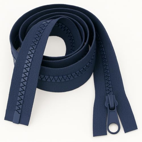 Cerniera robusta blu navy da 76 cm, estremità aperta, denti in plastica lavabili in lavatrice, perfetta per cappotti e capispalla Giddy Square