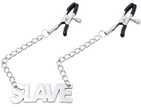 YILUQIFLY Pinces à tétons avec chaîne Corps Poitrine Réglable Couple Plaisir sexuel pour Femmes BITCH/DADDY/SLAVE/SLUT Torture BDSM Étroitesse réglable (Une pièce SLAVE)