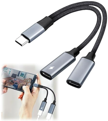 USB C Splitter 2 Port,US-B/C Splitter 1 in2 out,USB C Male to Dual Female Adapter,Dual U/SBC Headphone and Charge Type C Audio,U-SB/C Female Cord Converter,US/B-C Double Adapter for PC Phone Laptop