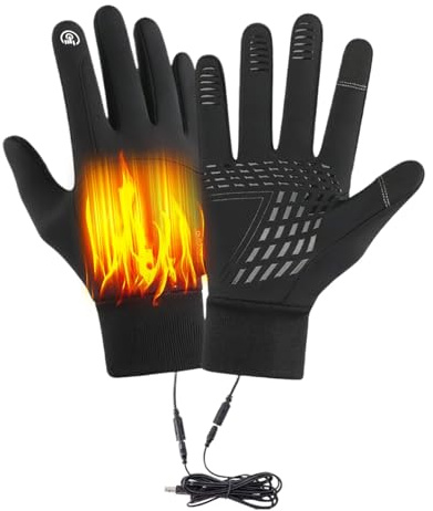 Guantes térmicos eléctricos | Guantes de calefacción eléctrica de invierno con pantalla táctil - 1 par de guantes cálidos resistentes al viento para ciclismo, correr, senderismo, conducción, snowboard
